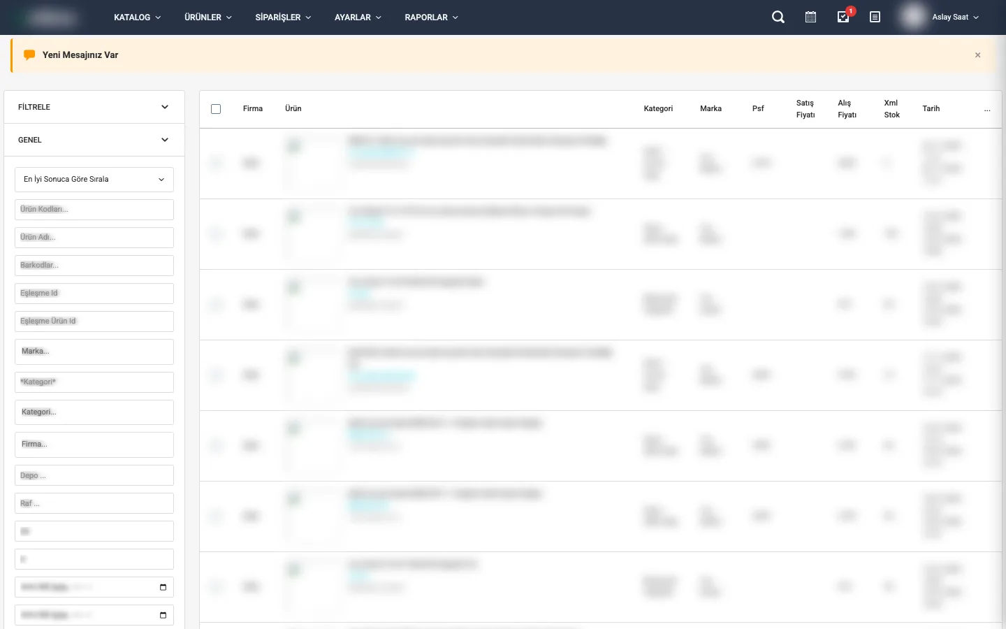Eşleşmeler listesi