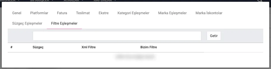 Firma — Filtre Eşleşmeler
