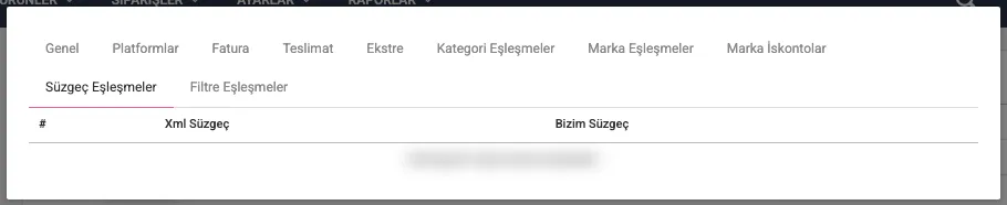 Firma — Süzgeç Eşleşmeler