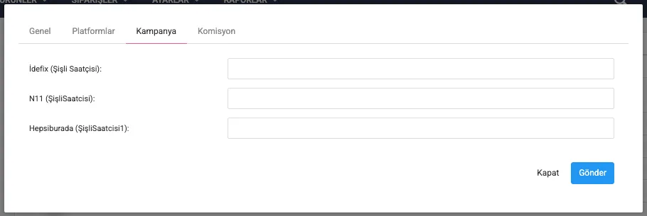 Marka düzenleme — Kampanya sekmesi