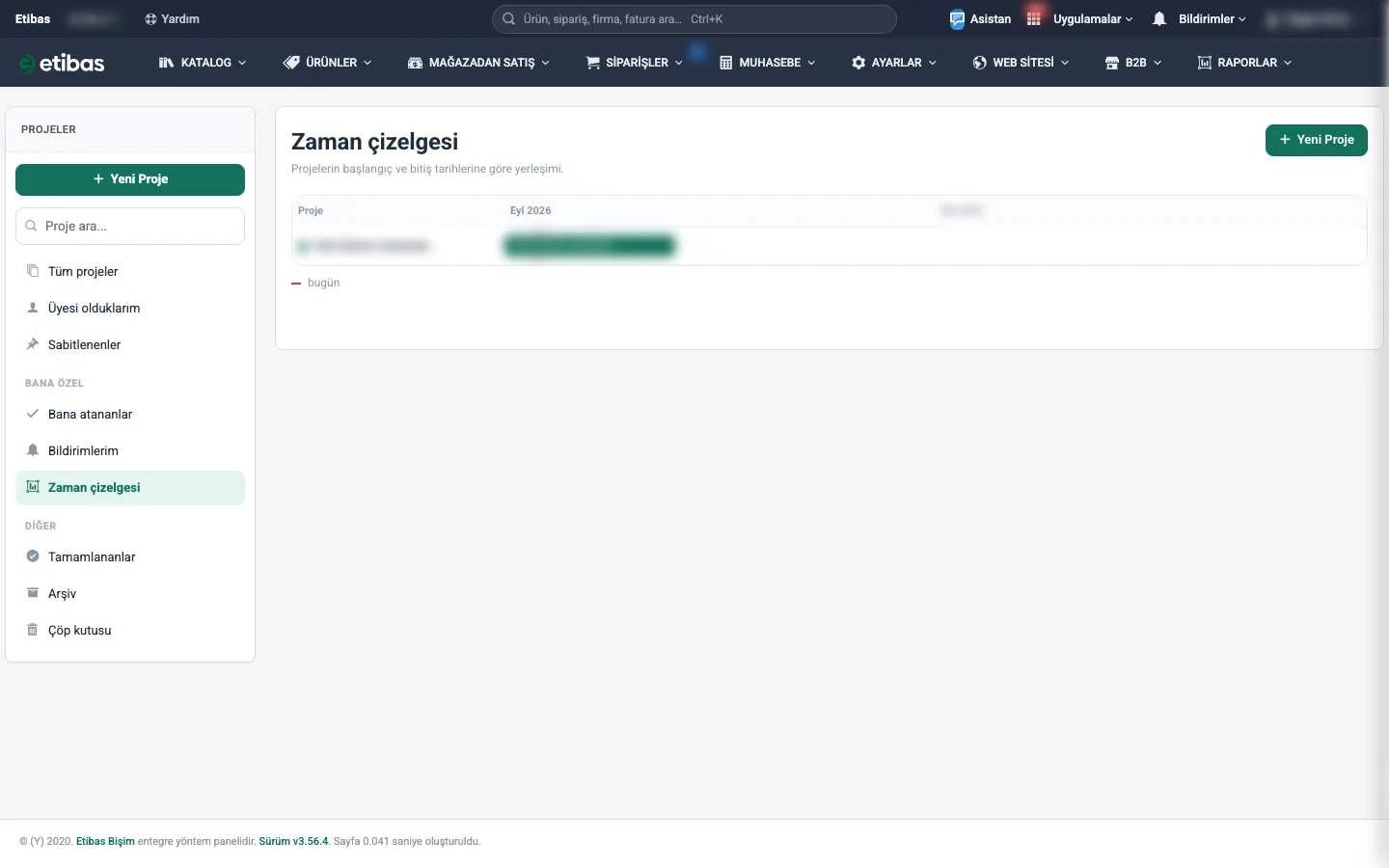 Zaman çizelgesi: tarihli projeler aylara yayılmış çubuklar hâlinde