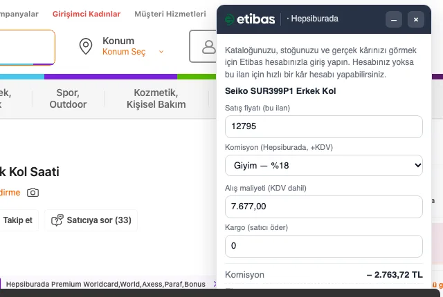 Giriş yapılmadan kâr hesabı kartı