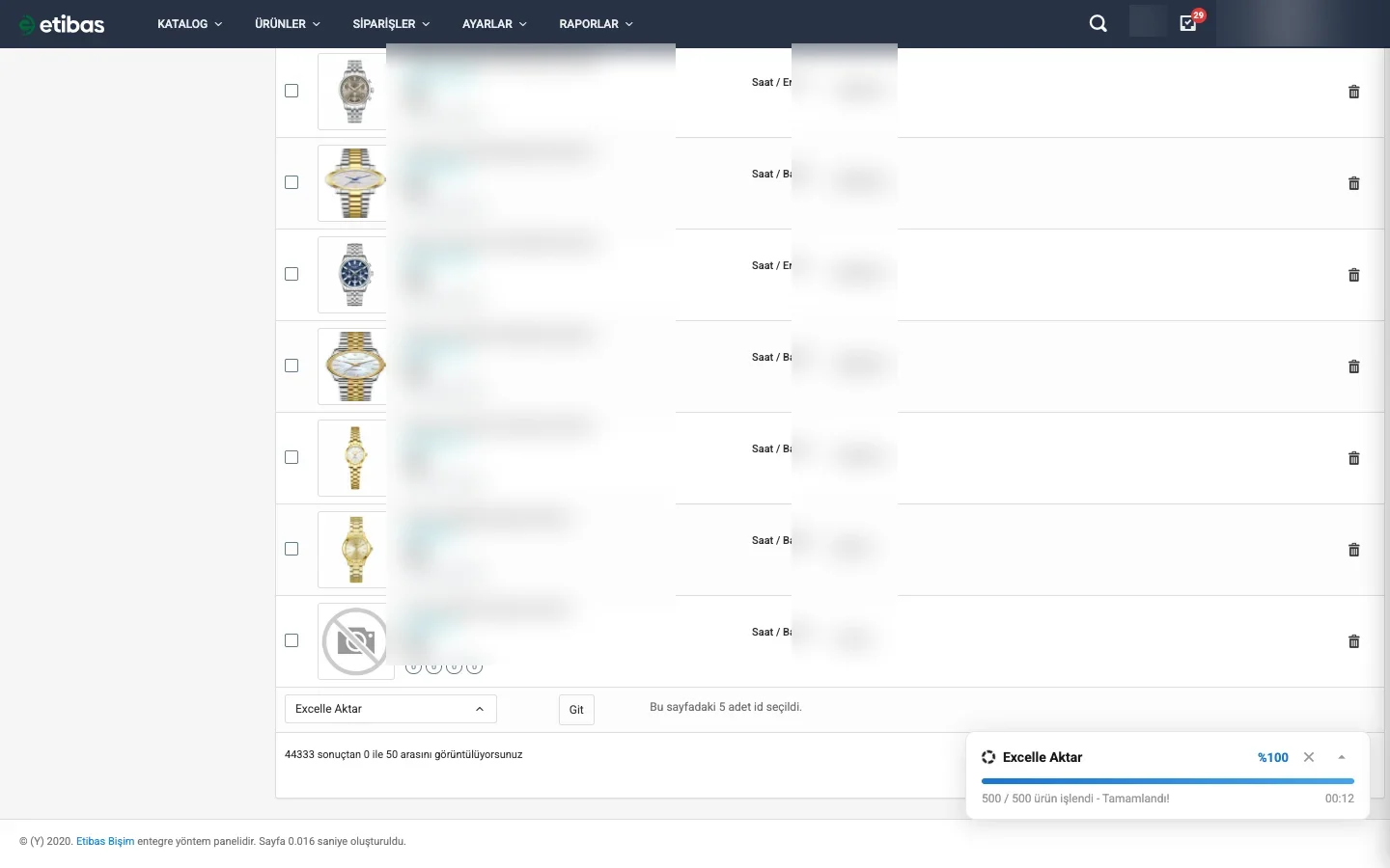 Toplu işlem ilerleme çubuğu