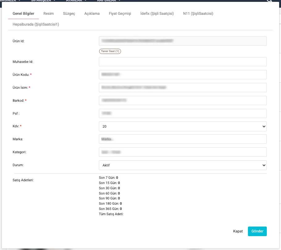 Genel Bilgiler sekmesi