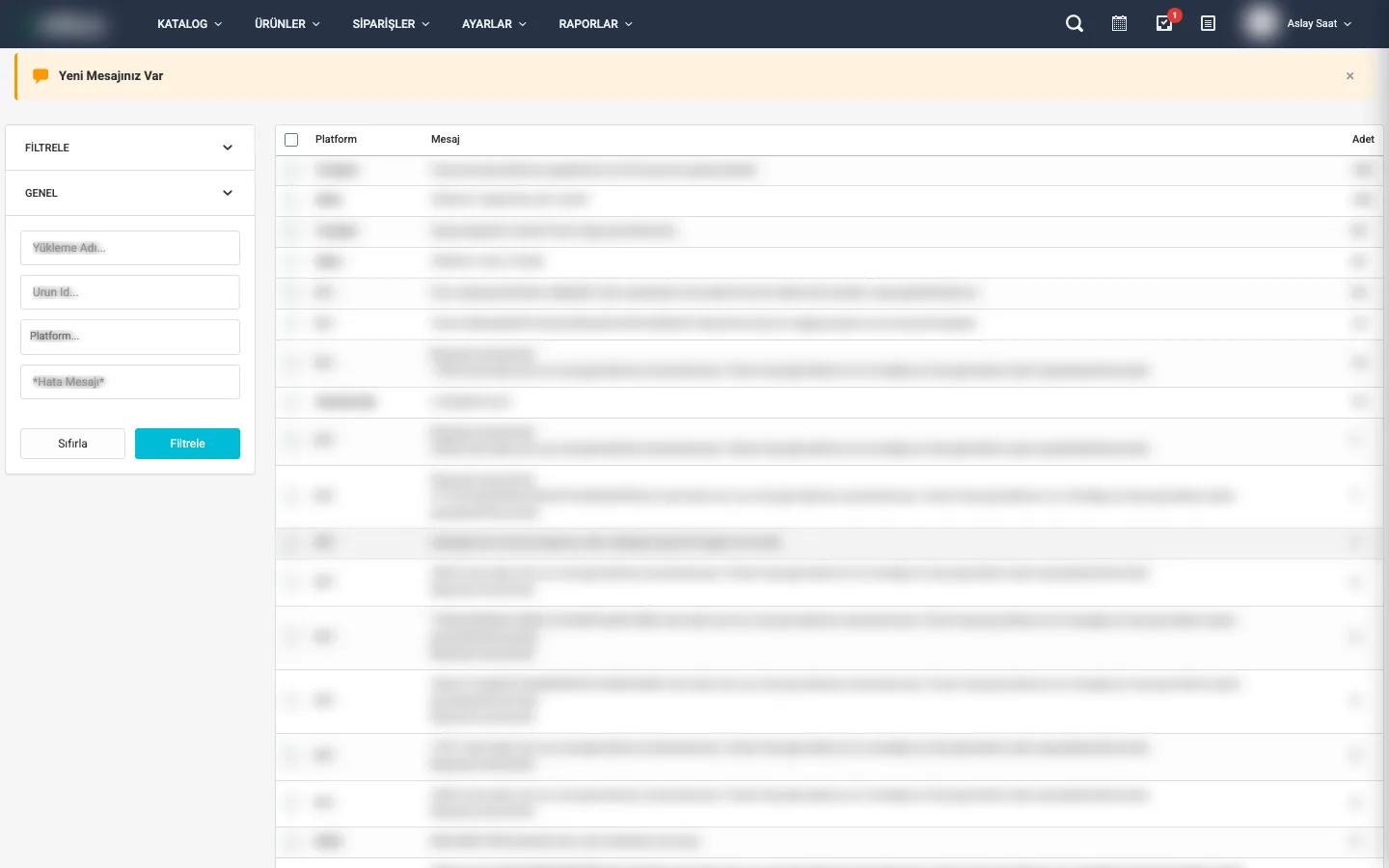 Yükleme Mesajları listesi